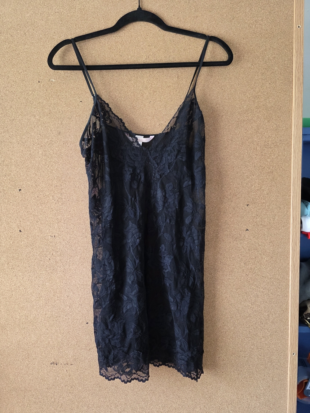 Victoria’s Secret Y2K Sheer Black Lace Slip Dress Chemise Size L